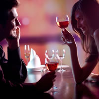 Couple enjoying date and drinks